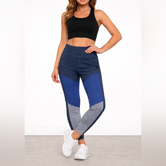 JoyLab Pants - JoyLab Colorblock Mid Rise Leggings Blue Gray Athletic Workout Yoga XL